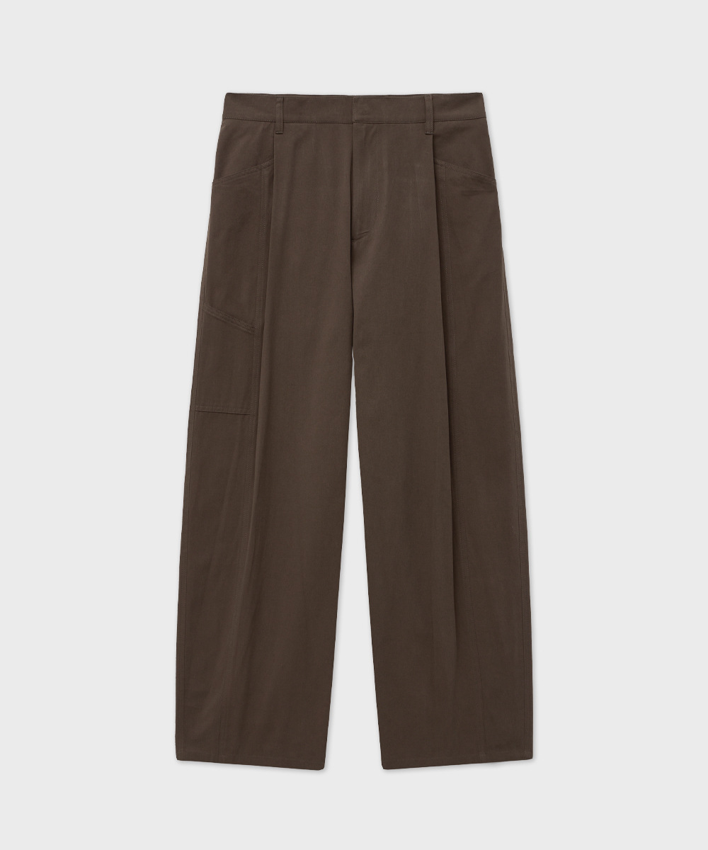 Steady One Tuck Wide Pants_Brown