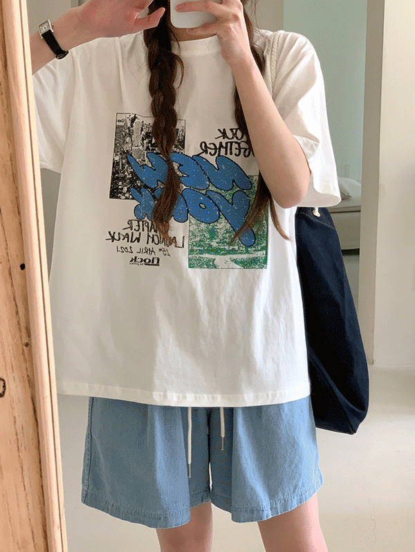 챕터 프린팅 루즈핏 반팔 티셔츠 - t(2color)로빈유