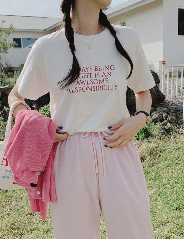 [얼리썸머10%🌴][반팔티] 어썸 모달 레터링 반팔 티셔츠