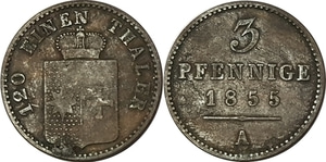 독일(WALDECK) 1855년(A) 3 PFENNIG