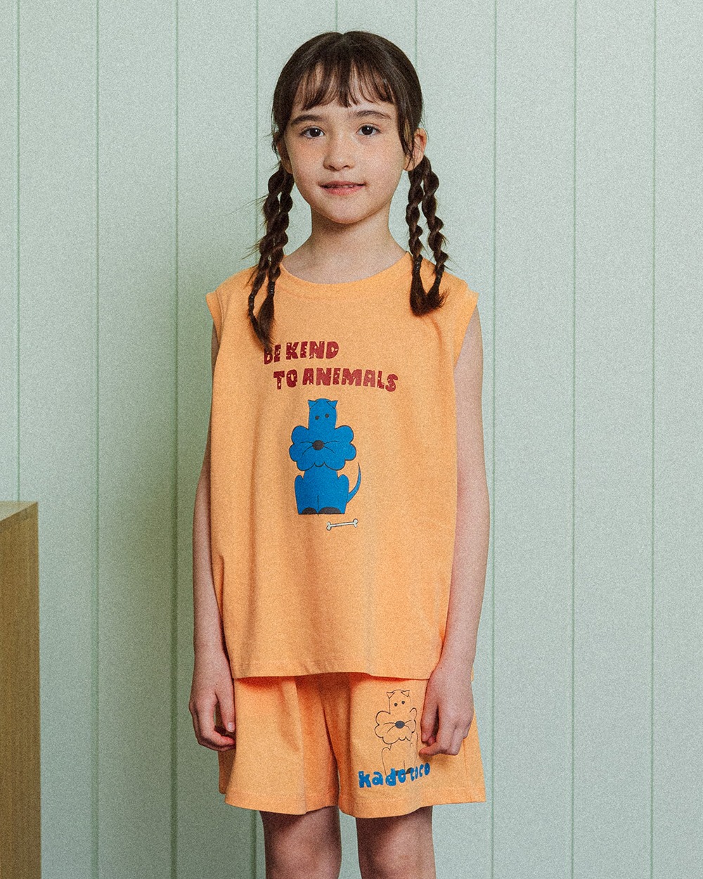 슈나우저 티셔츠 + 숏츠 오렌지 SET