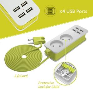 해외 무료배송 EU 여행 전원 스트립 1/2/3 AC 콘센트 4 USB 1.5M 코드 연장 소켓 벽 다중 소켓 휴대용 과부하 보호