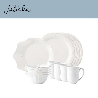 Juliska 베리 앤 스레드 Berry &amp; Thread Classic 16pc Setting - Whitewash (1set / 16pc) 관부가세 포함