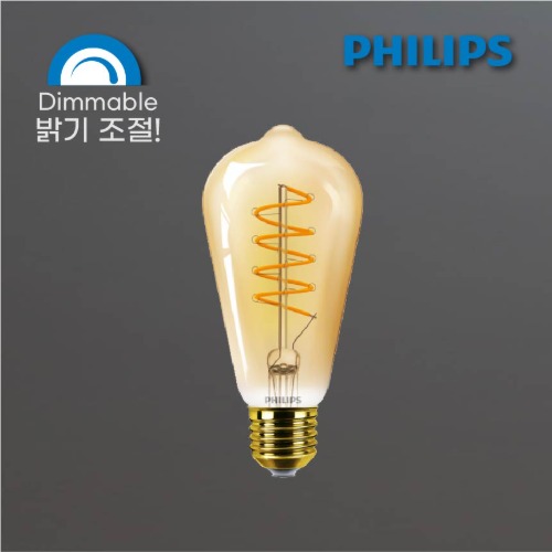 PHILIPS LED 필라멘트 디밍용 골드 ST64 5.5W (2000K).