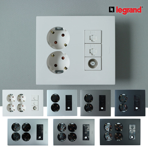 르그랑 아펠라 통합수구 복합 거실 콘센트 2구 통신 3구 화이트 커버
