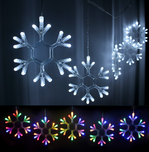 LED 크리스마스조명 눈꽃 눈모양 트리전구 LED 커튼조명 백색 웜화이트 4색칼라 청색