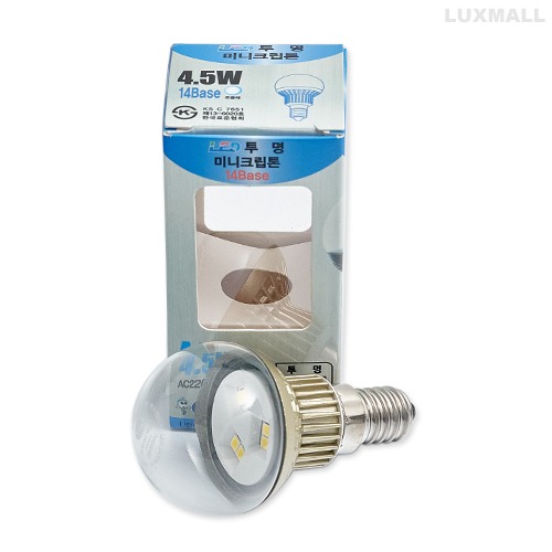(시티라이팅) LED 4.5W 미니크립톤 투명 14Base 주광색(하얀불).