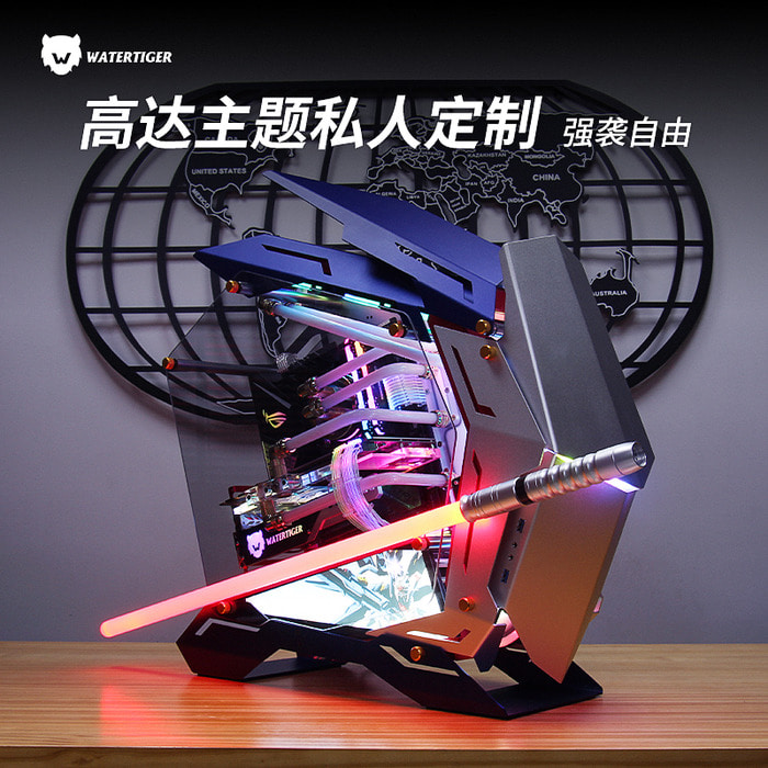 Qiao Sibo MOD3 Mecha Warrior 섀시 분할 수냉식 컴퓨터 테마 수정 맞춤형 라이트 보드 정복자의 유령