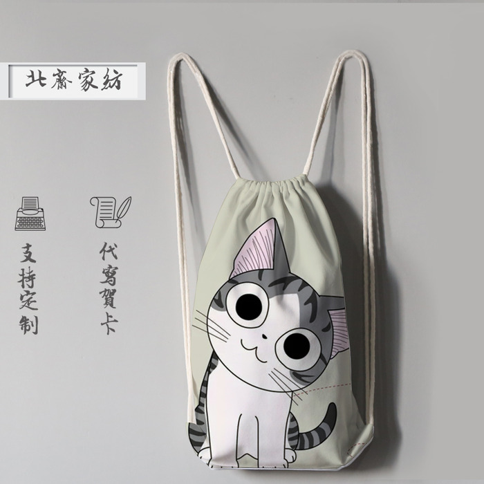 일본 애니메이션 캐릭터 고양이가 개인 주택은 달콤한 작은 백팩 가방 스트링 쇼핑 환경 보호 신상품 골프 캐디 백 캔버스 백입니다.