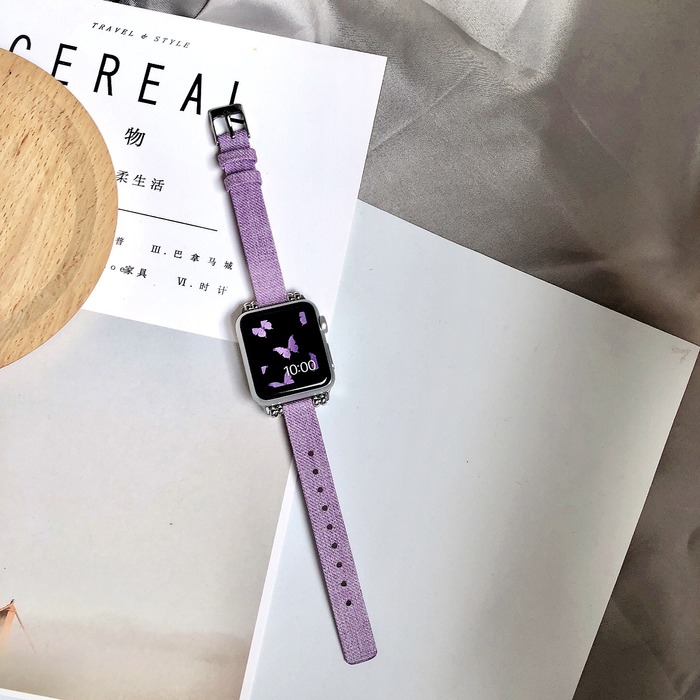 Apple watch applewatch51234 세대 나일론 얇은 스트랩 작은 허리 캔버스에 적합한 iwatch 스트랩