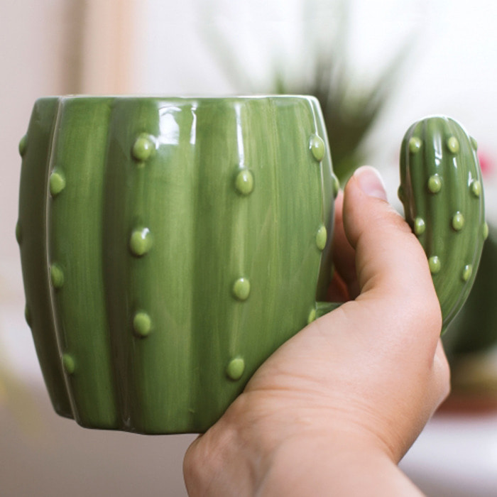 귀여운 녹색 선인장 머그잔 3D 세라믹 커플 선물 물 컵