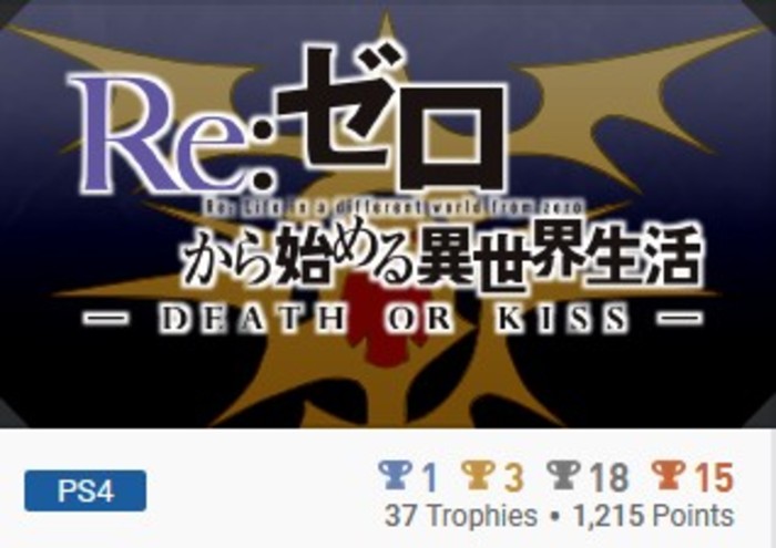 PS4 PSV Zero-Starting Life in Another World Death or Kiss 2 Version Platinum Trophy