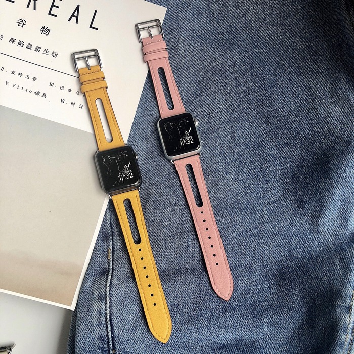 iwatch5 스트랩 가죽 창조적 개성 적합한 Apple Watch 1/2/3/4 세대 작은 향기 순수한 컬러 가죽