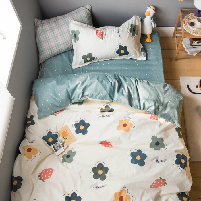 순수한 면화 학생 기숙사 이불 커버 싱글 침대 세 조각 침구 키덜트 침대 시트 1.2m면 침구