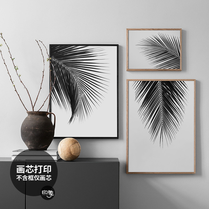 북유럽풍 거실 현관 흑백장식 액자 출력 현대 심플 식물사진 포스터 액자 맞춤