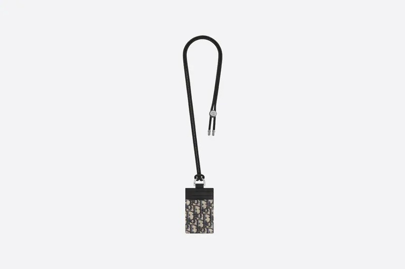 디올 D-TOUCH 버티컬 카드 지갑 베이지 &amp; 블랙 Dior Oblique 자카드 2ESCH151YKY_H27E