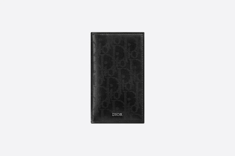 디올 2단 롱 카드 지갑 블랙 Dior Oblique Galaxy 가죽  2ESCH147VPD_H03E