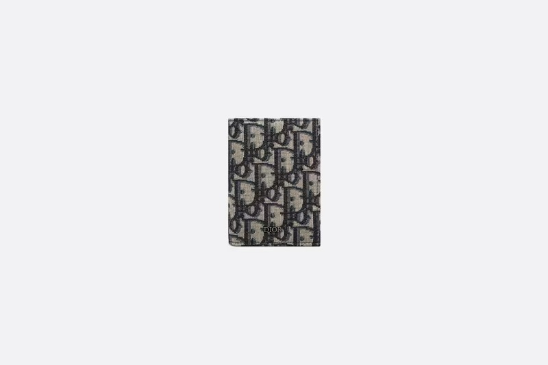 디올 2단 카드 지갑 베이지 &amp; 블랙 Dior Oblique 자카드 2ESCH163YSE_H05E