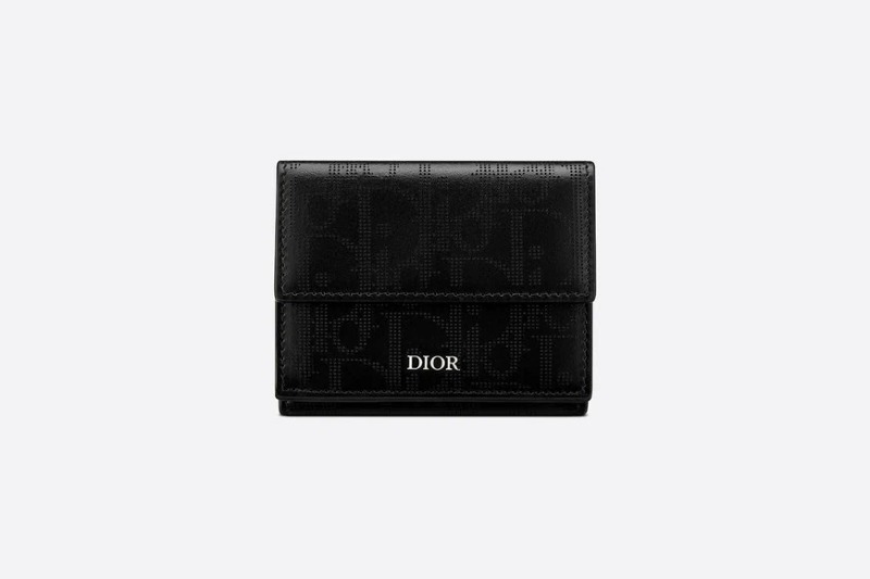 디올 3단 지갑 블랙 Dior Oblique Galaxy 가죽 2ESBC110VPD_H03E