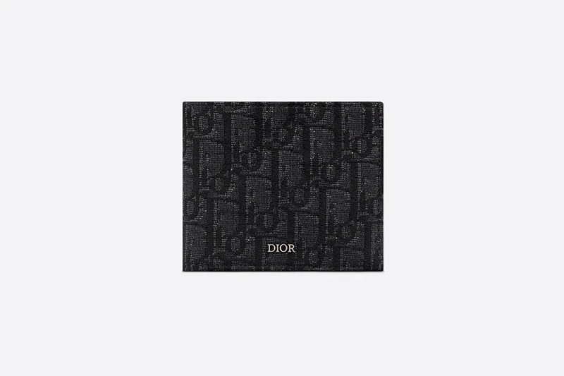 디올 컴팩트 지갑 블랙 Dior Oblique 자카드 2OBBC027YSE_H03E