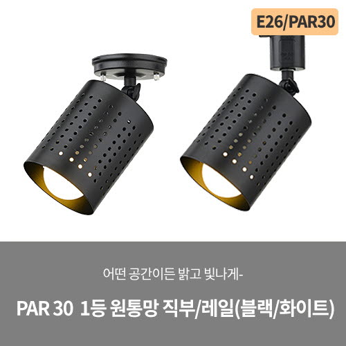 PAR 30 원통 1등 직부/레일(화이트/블랙/빈티지)