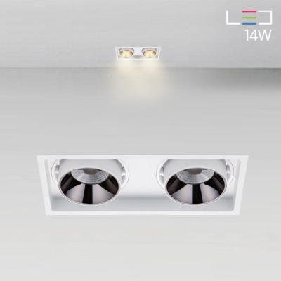 [LED 14W] 던비 회전 멀티2구 매입등 (사각타공:150x75mm)