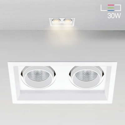 [LED 30W] 그리니고 회전 멀티2구 매입등 (사각타공:180x90mm)