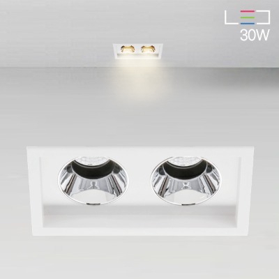 [LED 30W] 세터스 회전 멀티2구 매입등 (사각타공:190x90mm)