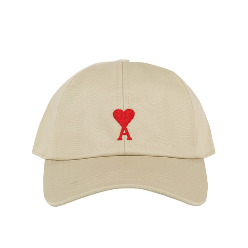 [아미]22FW UCP213 481 250 베이지 하트 로고 자수 볼캡 모자