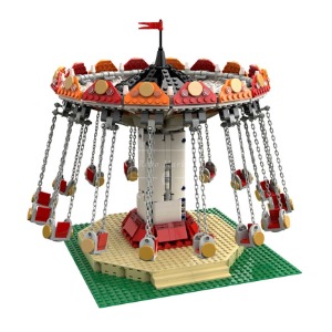 레고 크리에이터 MOC-36035 Swing Ride 놀이공원 전기 회전 스윙 비행 의자 호환 신제품 창작