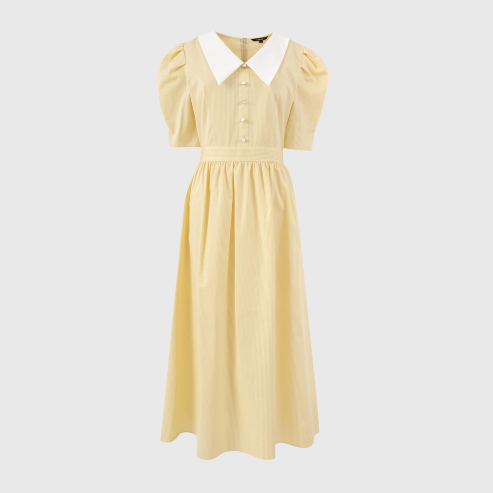 엘로우 로라 스트라이프 코튼 원피스 / YELLOW RORA STRIPE COTTON DRESS