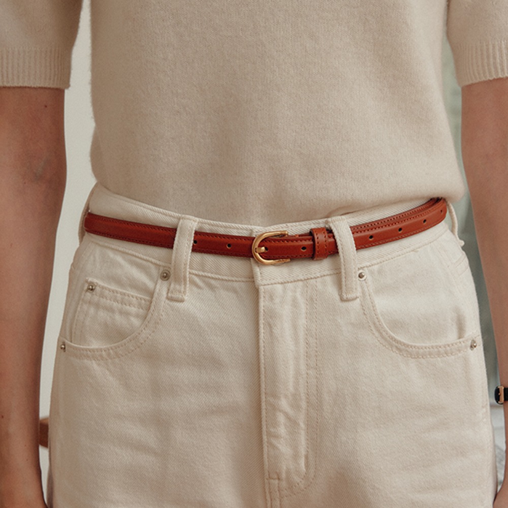 브라운 헤리 씬 레더 벨트 / BROWN HERY THIN LEATHER BELT