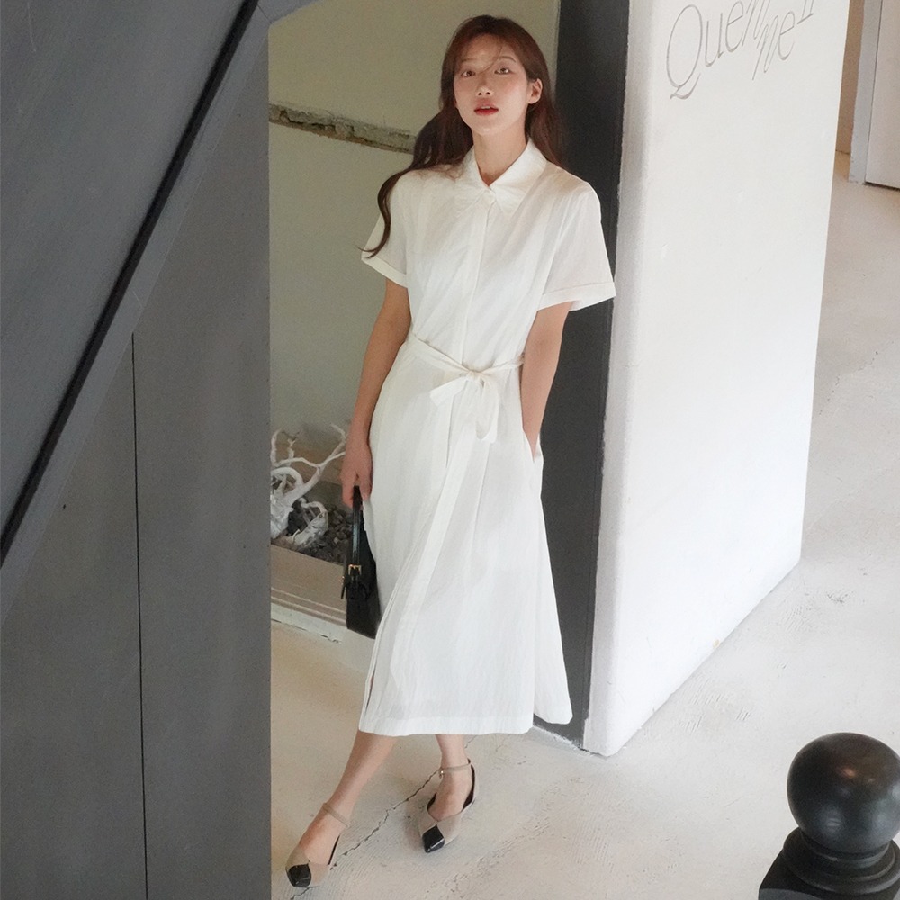 [LOOKAST X 29CM] [뉴뉴 착용] 엘린 미니멀 셔츠 드레스_화이트 / ELIN MINIMAL SHIRT DRESS_WHITE