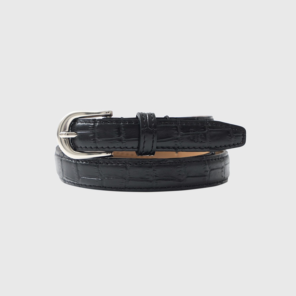 블랙 크랙 제이드 레더 벨트 / BLACK CRACK JADE LEATHER BELT