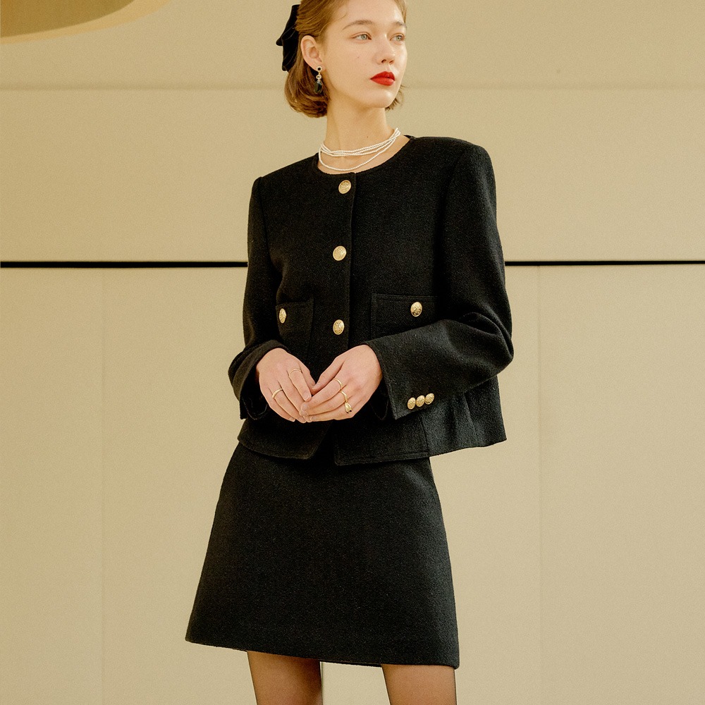 블랙 베카 트위드 스커트 / BLACK BECCA TWEED SKIRT