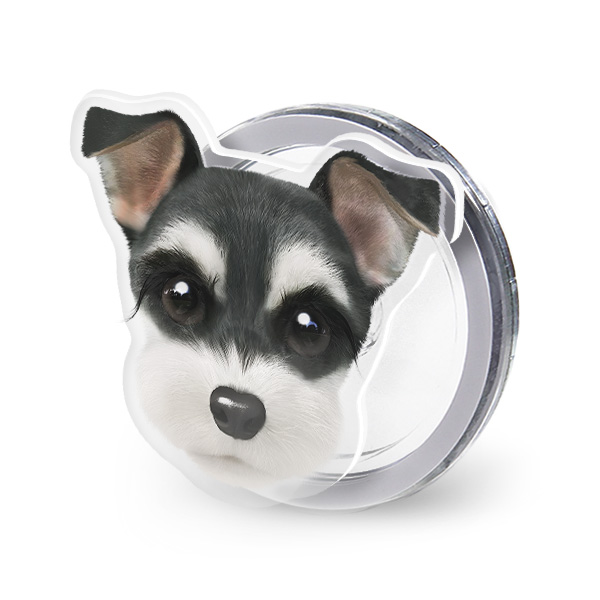 Jini the Schnauzer Face Acrylic Magnet Tok (for MagSafe)