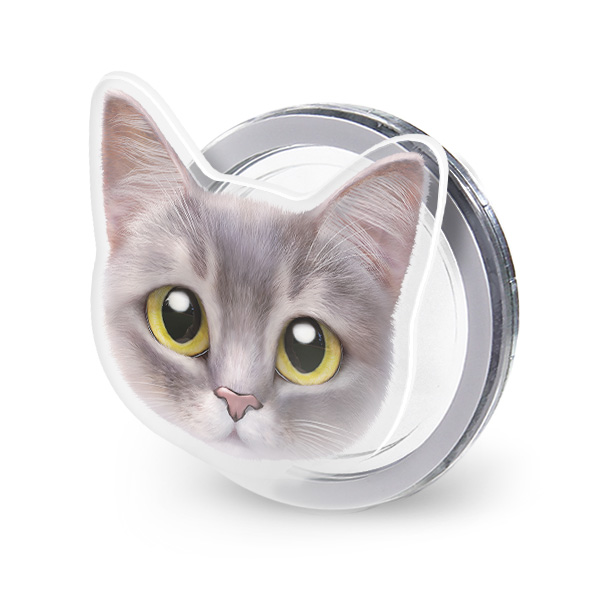 Leo the Abyssinian Blue Cat Face Acrylic Magnet Tok (for MagSafe)