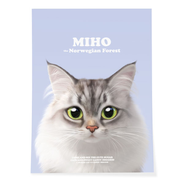 Miho the Norwegian Forest Retro Art Poster