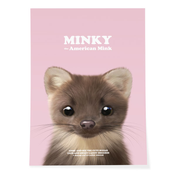 Minky the American Mink Retro Art Poster