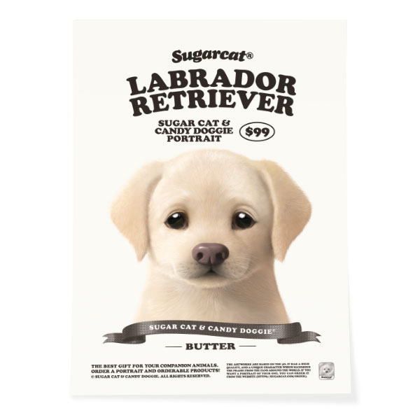 Butter the Labrador Retriever New Retro Art Poster