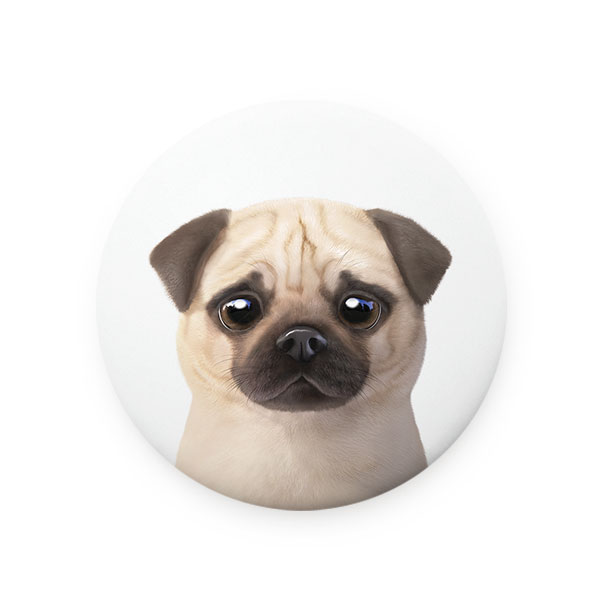 Puggie the Pug Dog Mirror Button