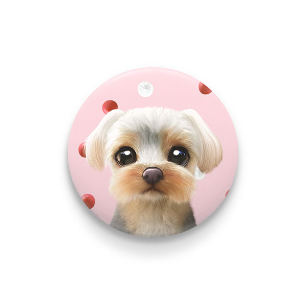 Sarang the Yorkshire Terrier’s Strawberry &amp; Cream Pin/Magnet Button