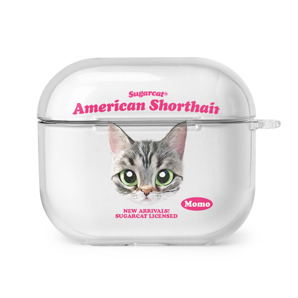 Momo the American shorthair cat TypeFace AirPods 3 Clear Hard Case