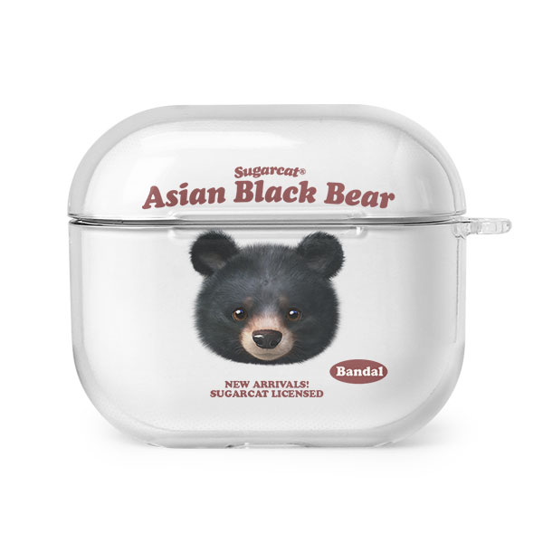 Bandal the Aisan Black Bear TypeFace AirPods 3 Clear Hard Case