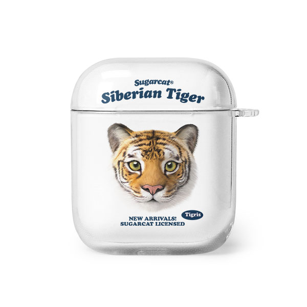 Tigris the Siberian Tiger TypeFace AirPod Clear Hard Case