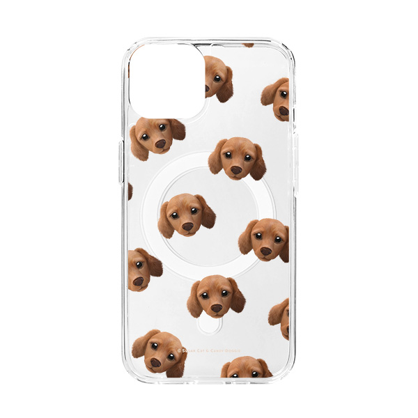 Baguette the Dachshund Face Patterns Clear Gelhard Case (for MagSafe)