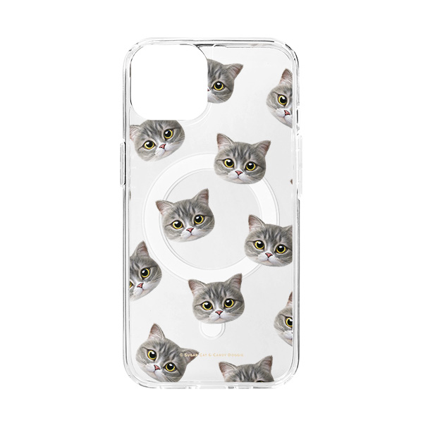 Moon the British Cat Face Patterns Clear Gelhard Case (for MagSafe)