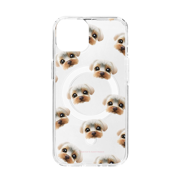 Sarang the Yorkshire Terrier Face Patterns Clear Gelhard Case (for MagSafe)