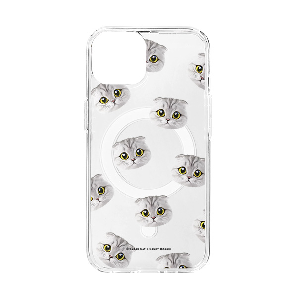 Toki Face Patterns Clear Gelhard Case (for MagSafe)