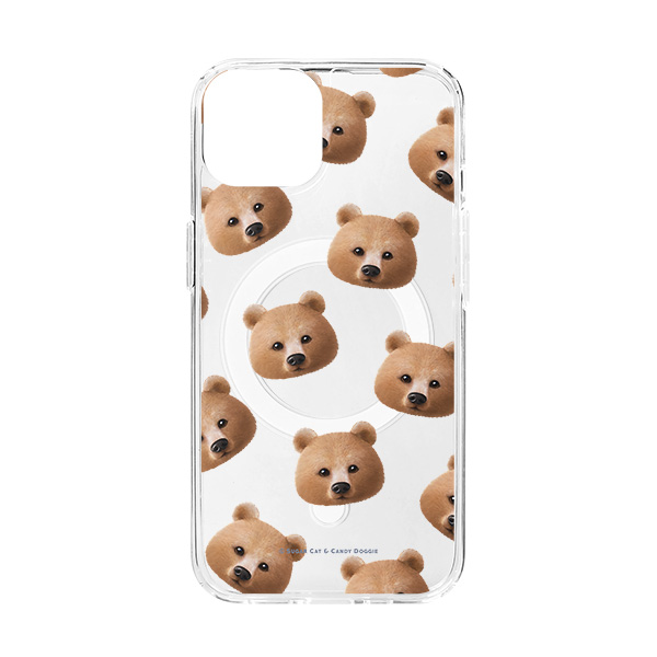 Brownie the Bear Face Patterns Clear Gelhard Case (for MagSafe)
